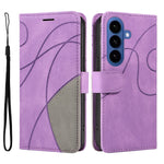 Samsung Galaxy S27 / S26 Läderfodral med stativ och tvåfärgad skarvdesign