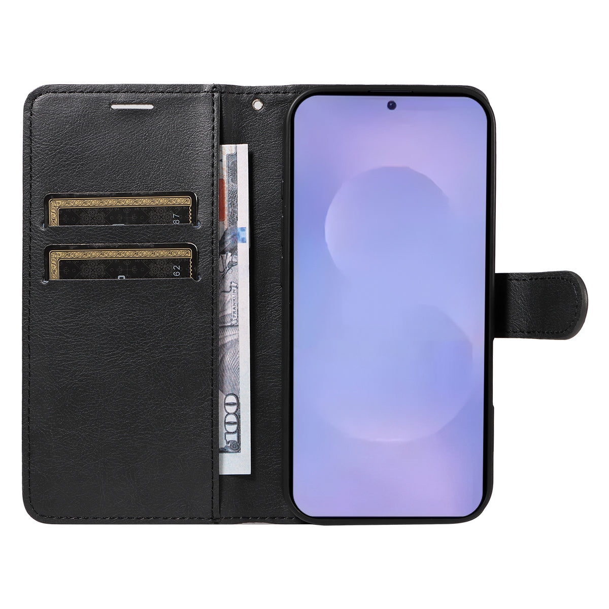 Samsung Galaxy S27 / S26 Läderplånboksfodral med rem Enfärgat mobilstativ