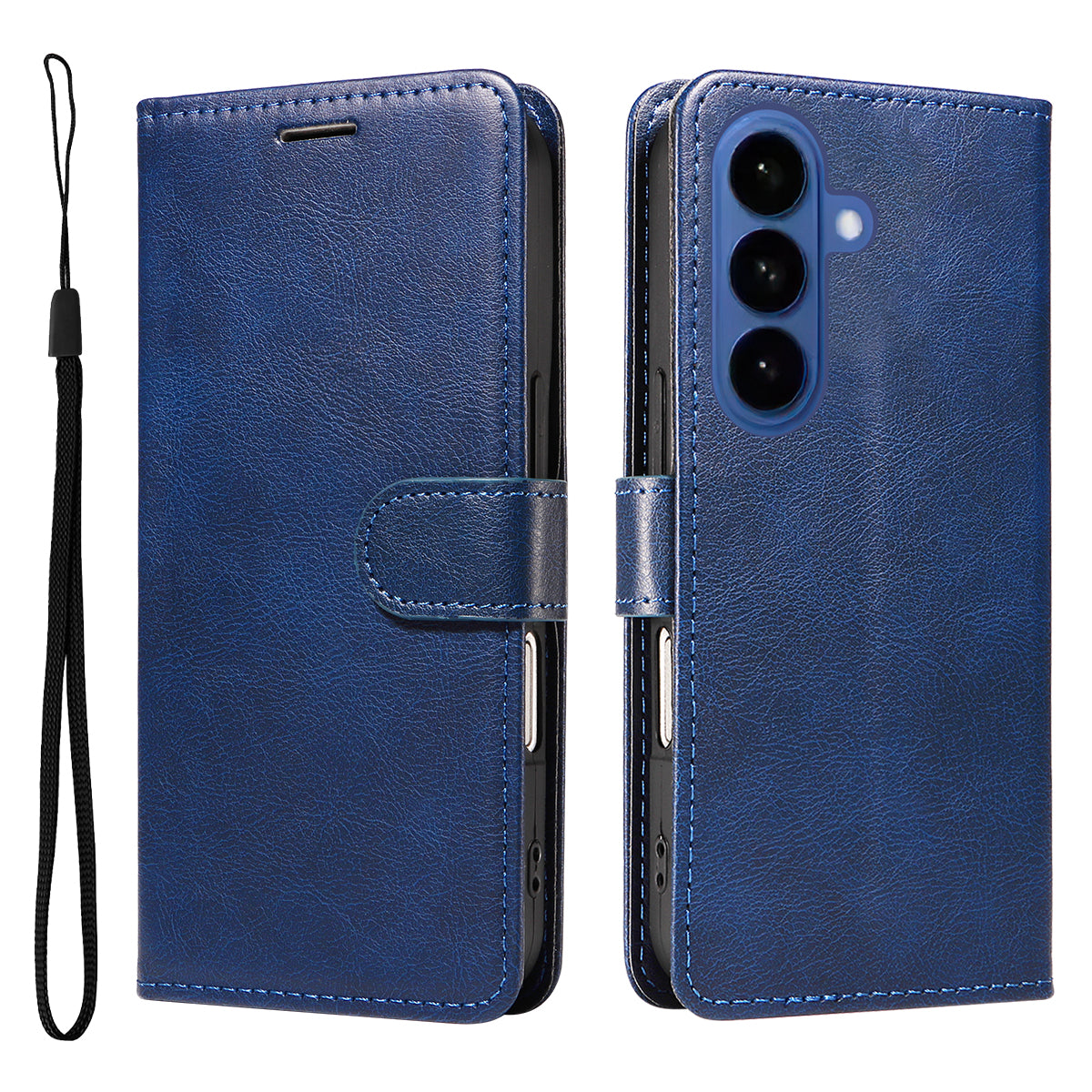Samsung Galaxy S27 / S26 Läderplånboksfodral med rem Enfärgat mobilstativ