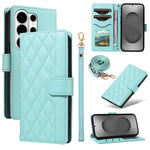 For Samsung Galaxy S26 Ultra Wallet Case Rhombus Leather Phone Cover with Strap