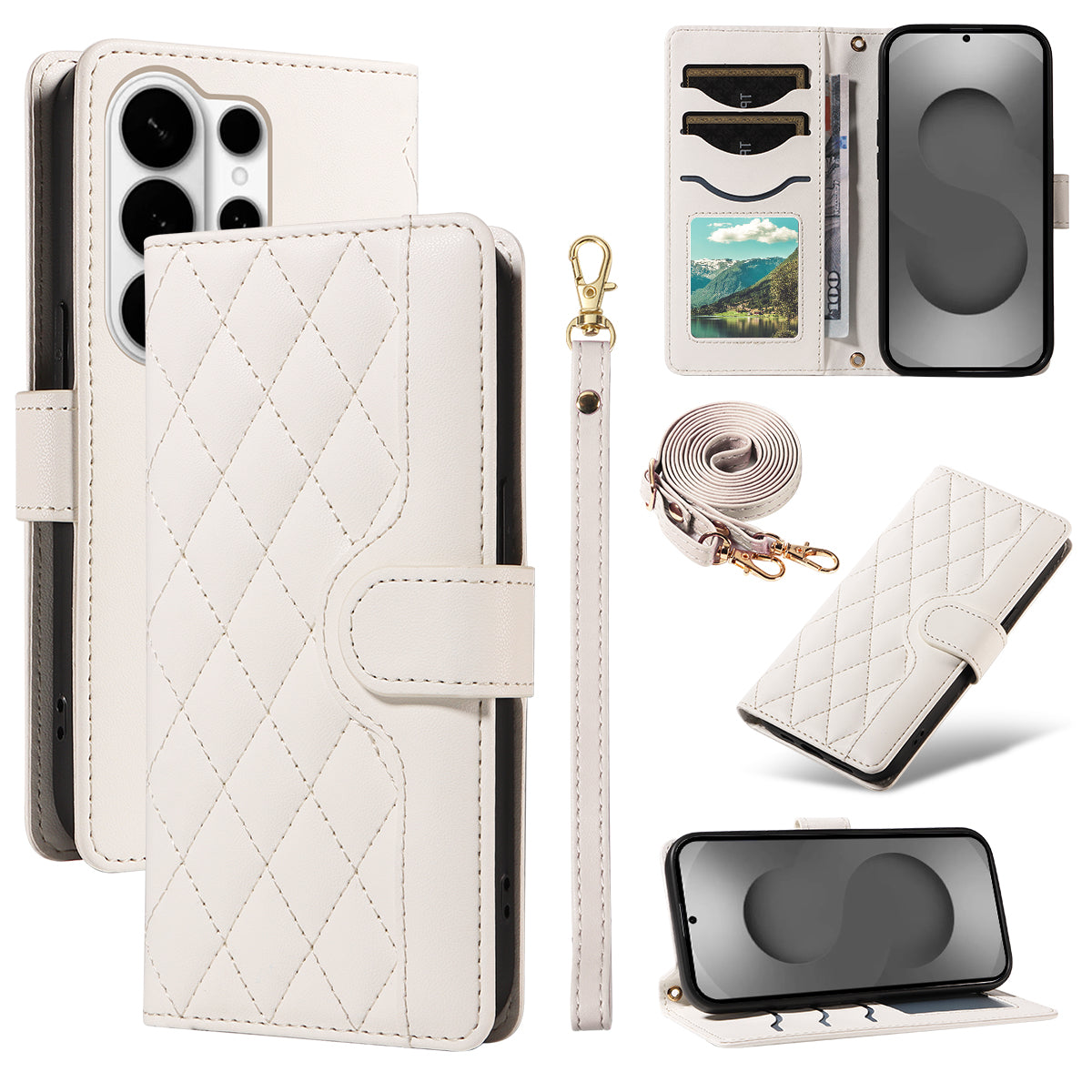 Samsung Galaxy S26 Ultra Plånboksfodral Rhombus Läderfodral med Rem