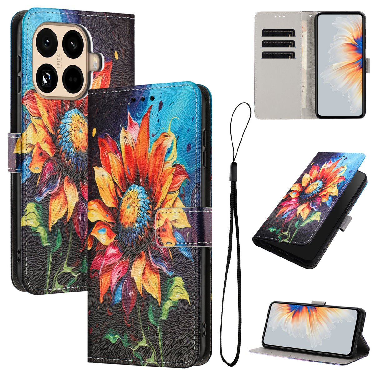 For Xiaomi 15T Pro Wallet Case Pattern Printing PU Leather Phone Cover with Lanyard