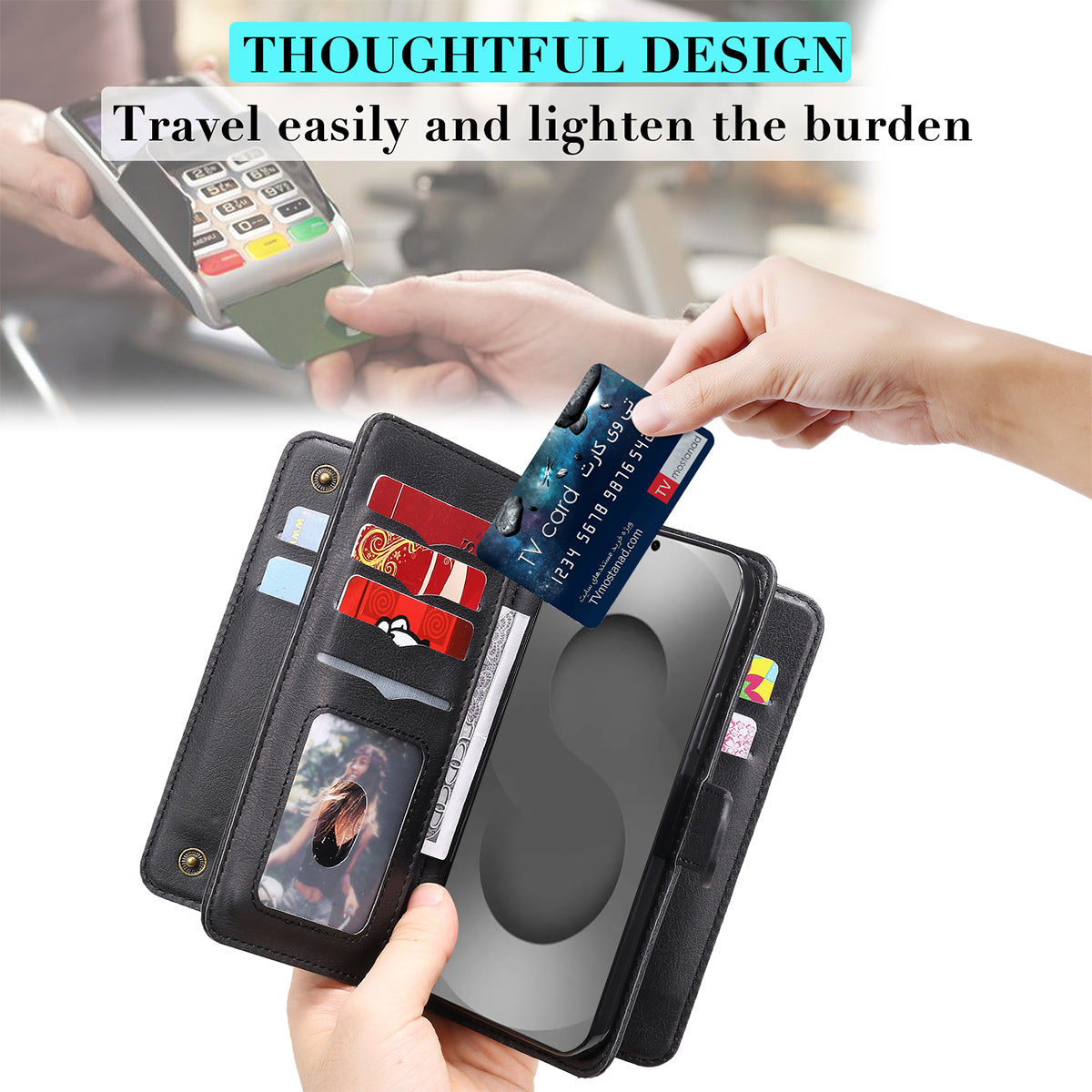 For Samsung Galaxy S26 Ultra Leather Case with 10 Card Holder Phone Cover Stand