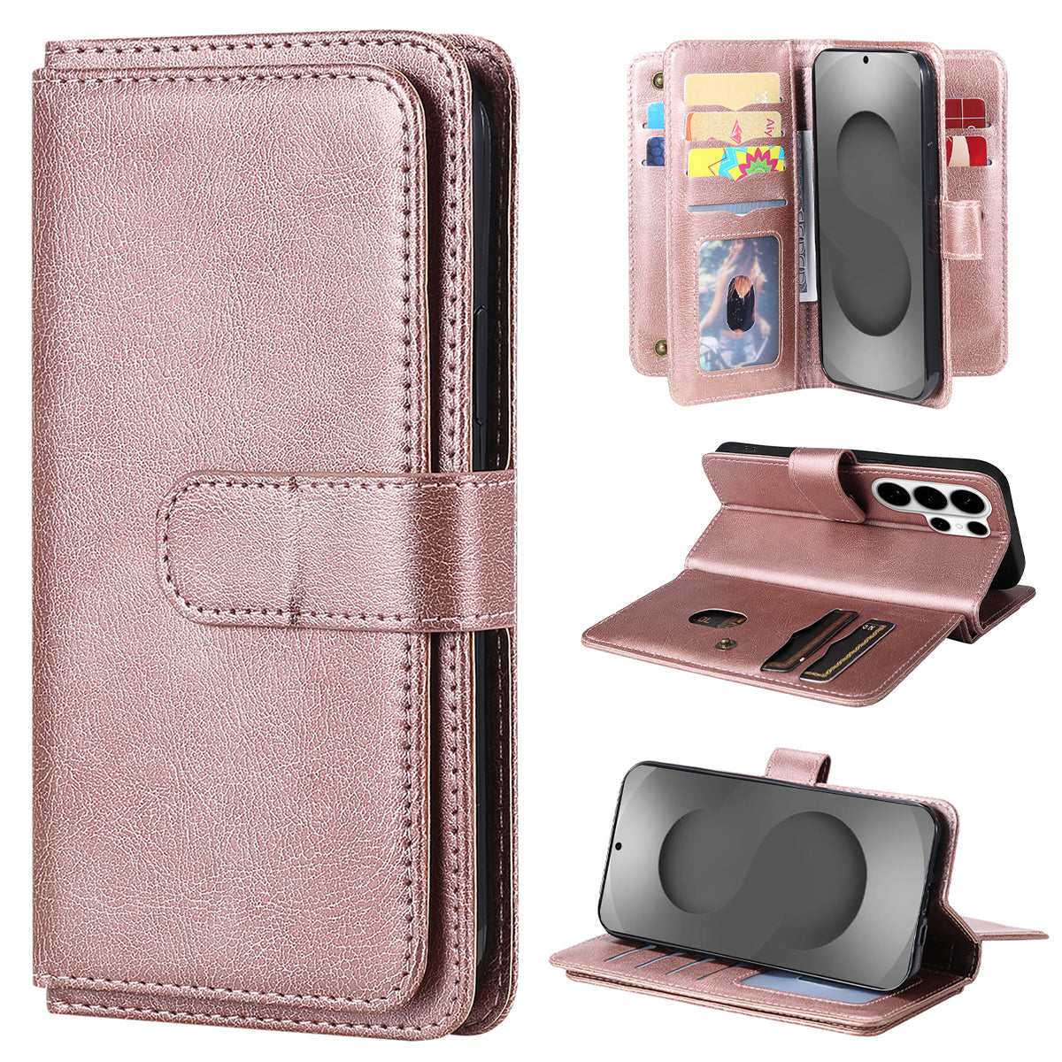 For Samsung Galaxy S26 Ultra Leather Case with 10 Card Holder Phone Cover Stand