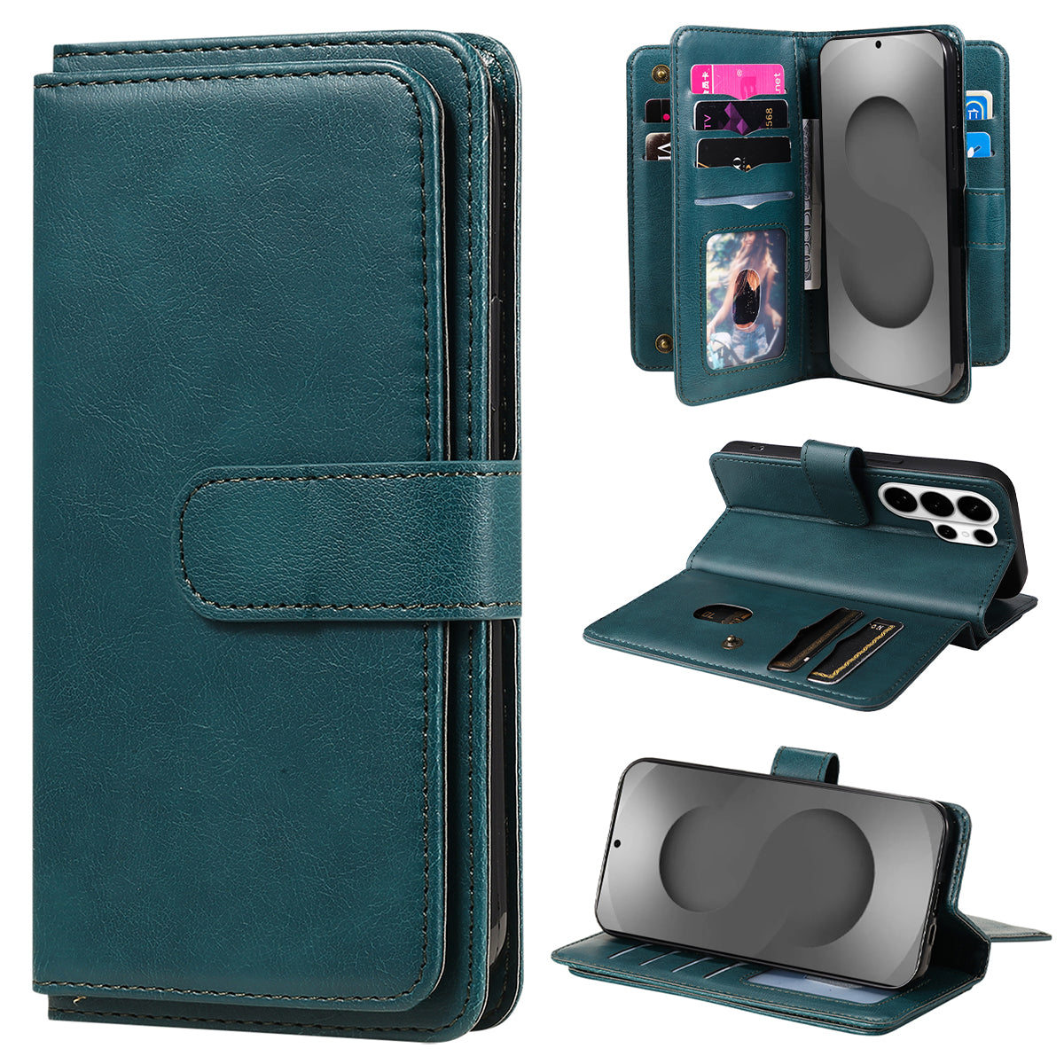 For Samsung Galaxy S26 Ultra Leather Case with 10 Card Holder Phone Cover Stand