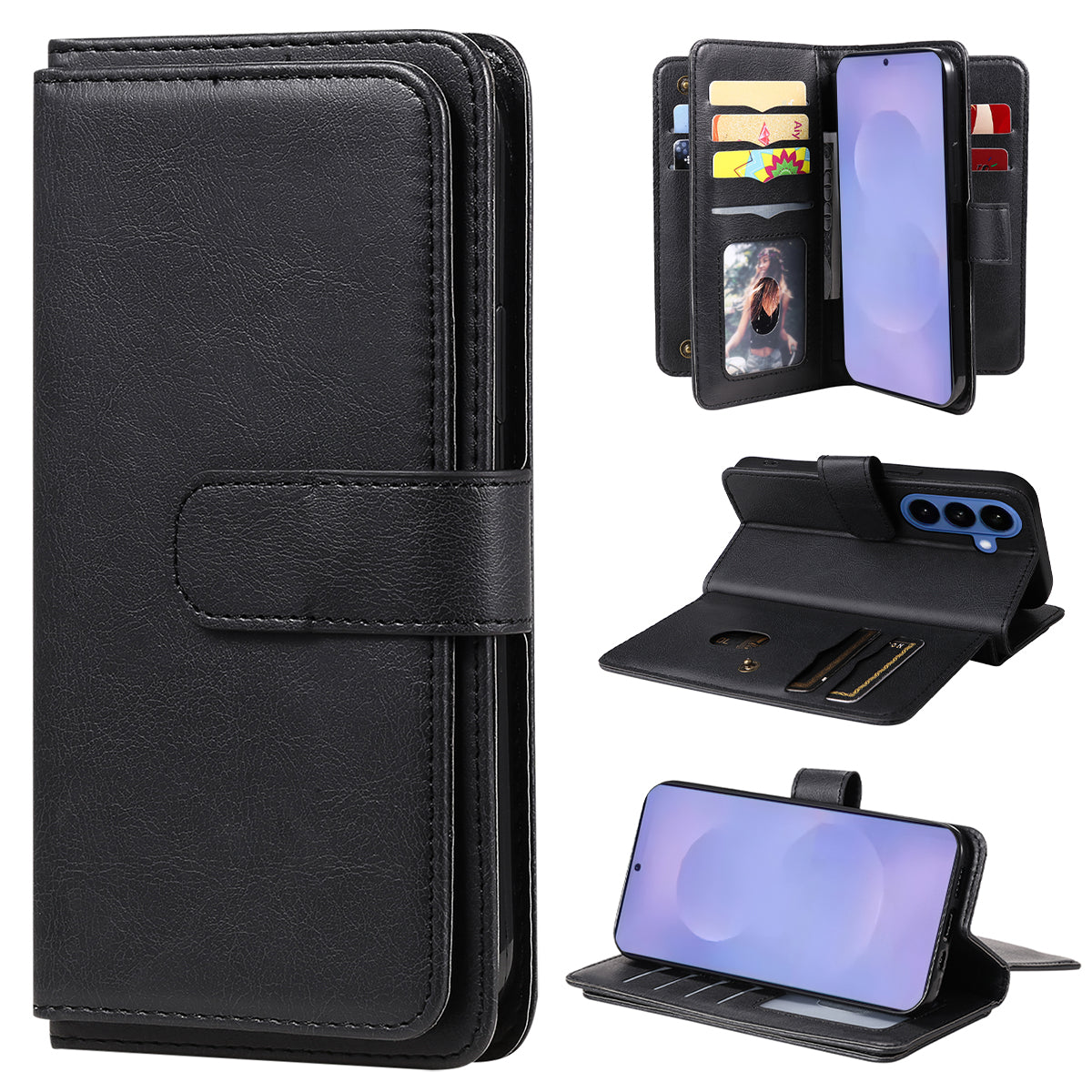 For Samsung Galaxy S27 / S26 Leather Case with 10 Card Holder Phone Cover Stand