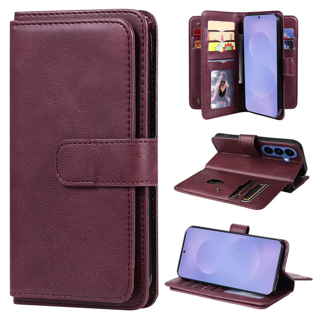 For Samsung Galaxy S27 / S26 Leather Case with 10 Card Holder Phone Cover Stand