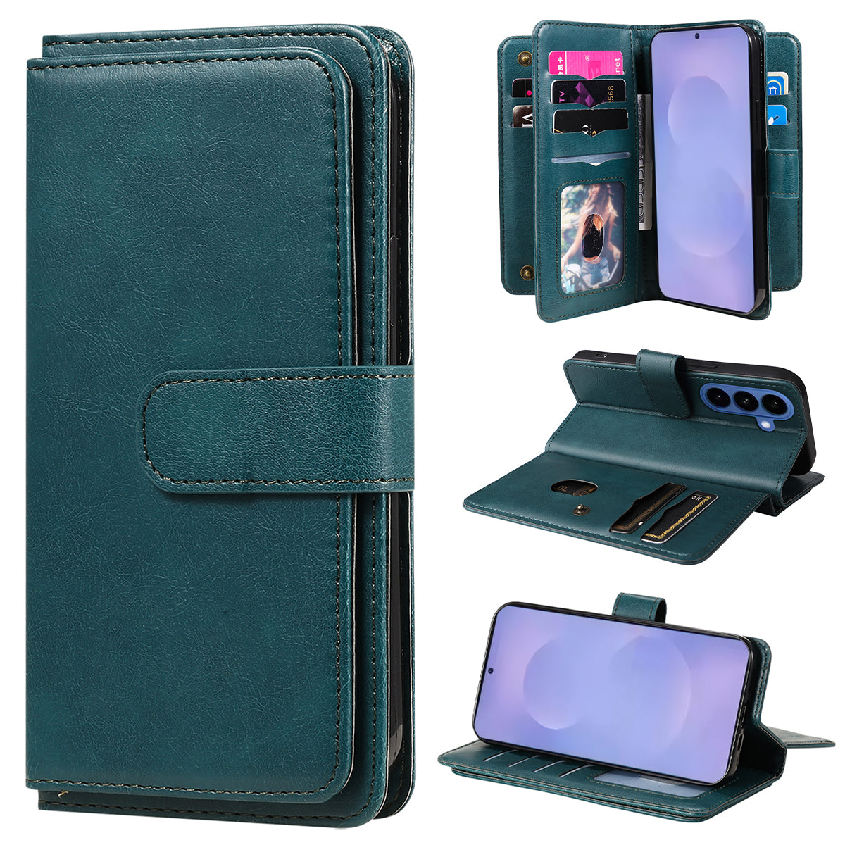 For Samsung Galaxy S27 / S26 Leather Case with 10 Card Holder Phone Cover Stand