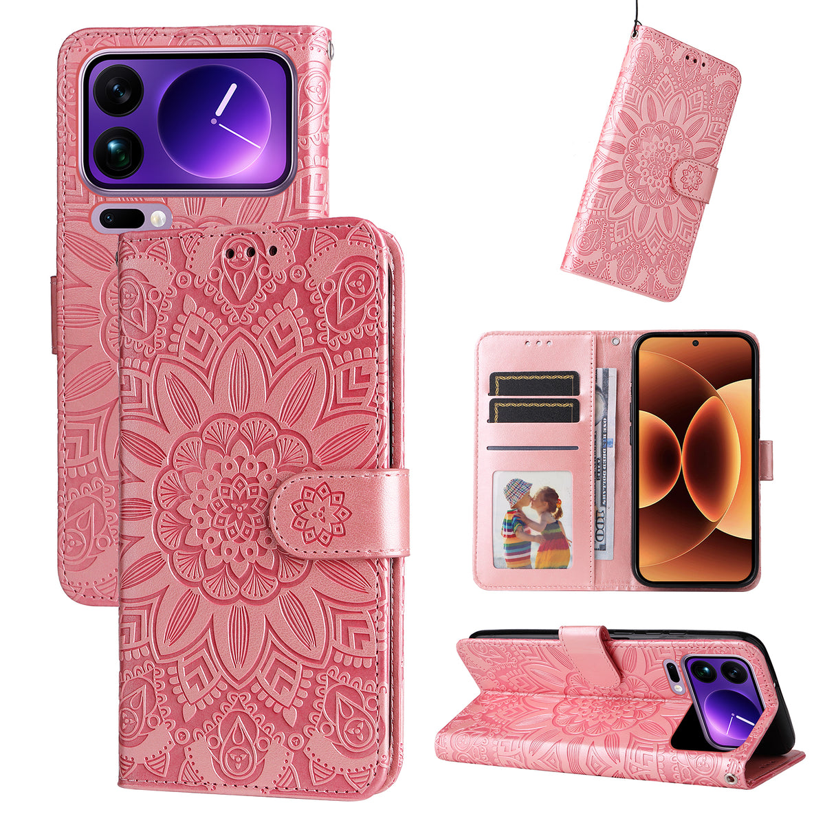 For Xiaomi 17 Pro Max Case Sunflower Imprint Leather Wallet Phone Cover