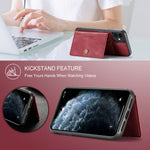JEEHOOD For iPhone 11 Pro Max Case  J01 Retro Leather Phone Back Cover with Detachable Magnetic Card Holder