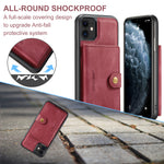 JEEHOOD For iPhone 11 Pro Max Case  J01 Retro Leather Phone Back Cover with Detachable Magnetic Card Holder
