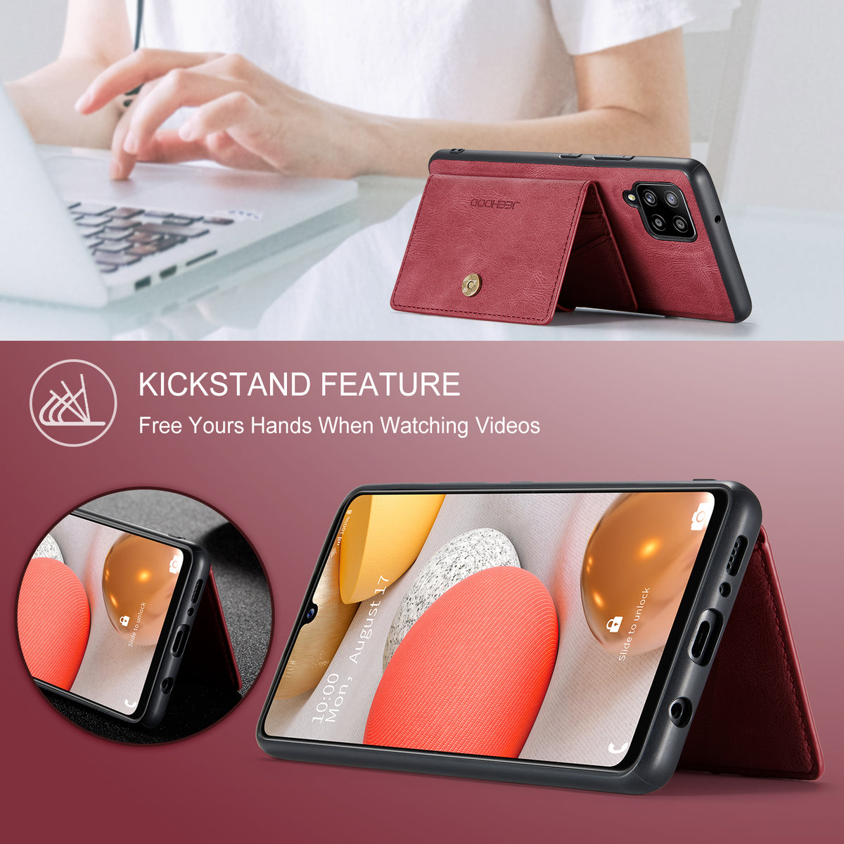 JEEHOOD til Samsung Galaxy A42 5G Cover J01 Retro Læder Telefon Bagside Cover med Aftagelig Magnetisk Kortlomme
