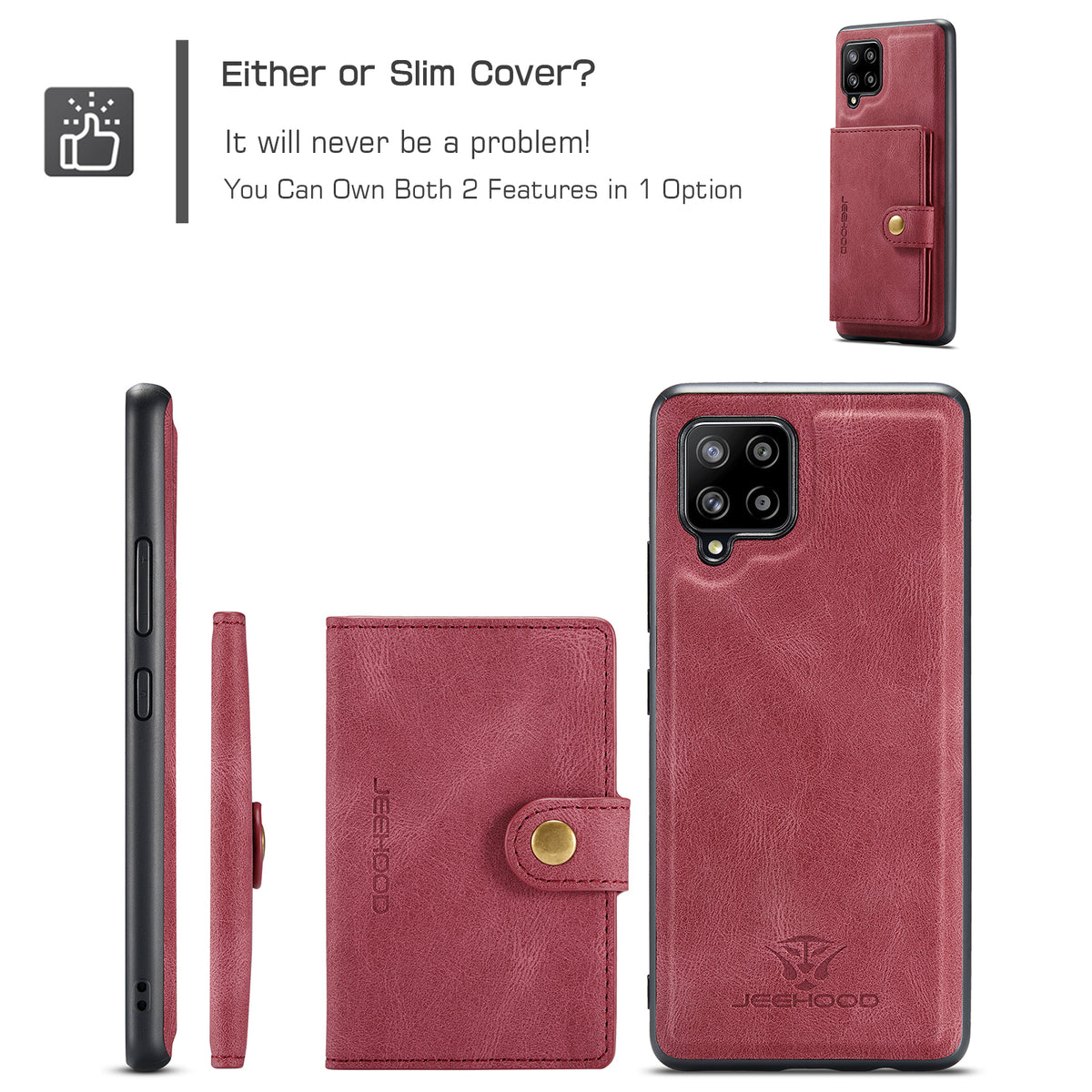 JEEHOOD til Samsung Galaxy A42 5G Cover J01 Retro Læder Telefon Bagside Cover med Aftagelig Magnetisk Kortlomme