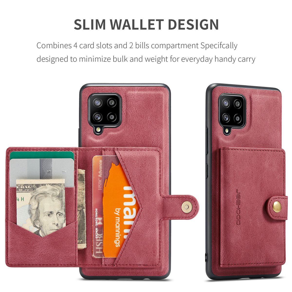 JEEHOOD til Samsung Galaxy A42 5G Cover J01 Retro Læder Telefon Bagside Cover med Aftagelig Magnetisk Kortlomme