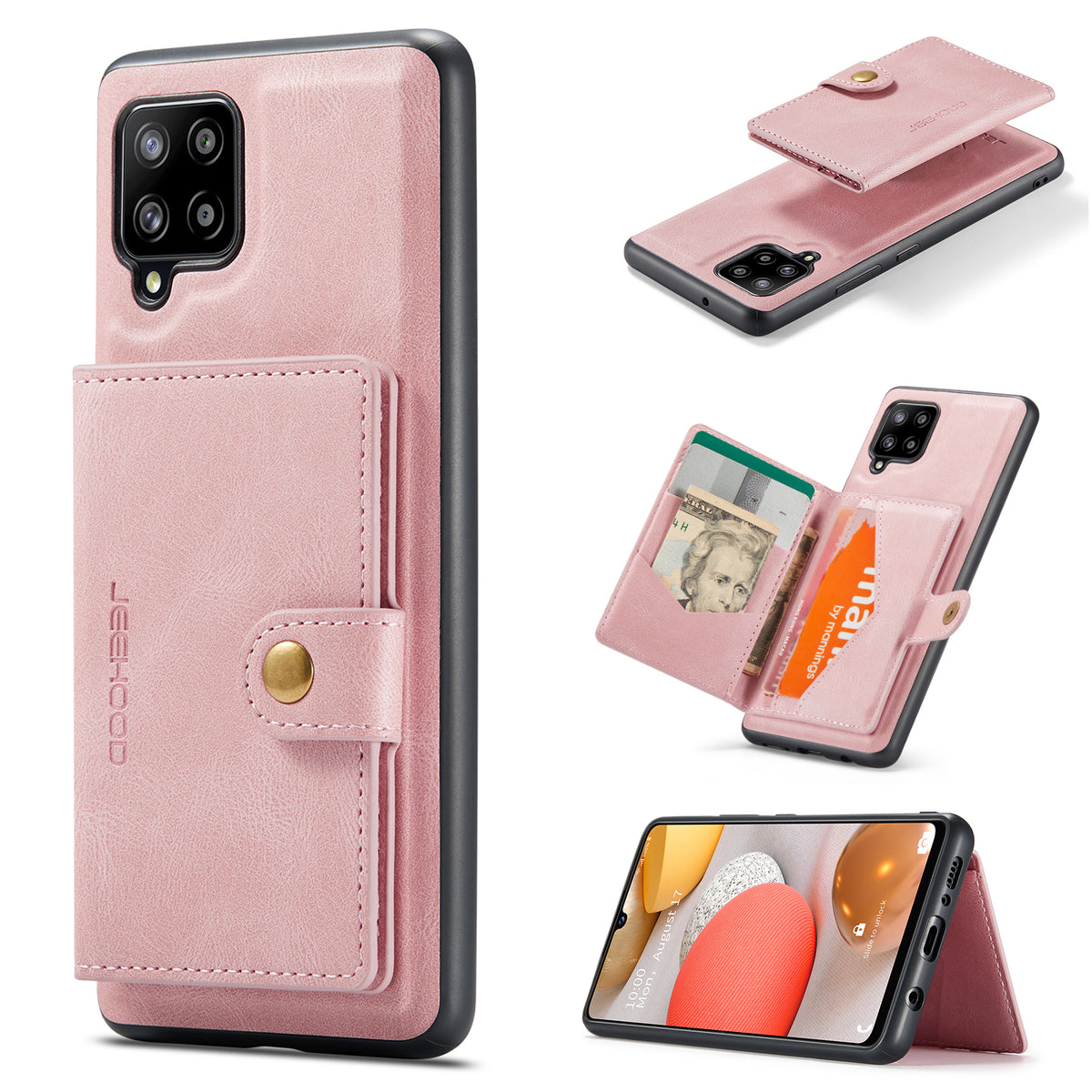 JEEHOOD til Samsung Galaxy A42 5G Cover J01 Retro Læder Telefon Bagside Cover med Aftagelig Magnetisk Kortlomme