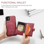 JEEHOOD For iPhone 11 Pro Case  J01 Retro Leather Phone Back Cover with Detachable Magnetic Card Holder