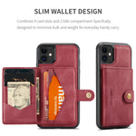 JEEHOOD For iPhone 11 Pro Case  J01 Retro Leather Phone Back Cover with Detachable Magnetic Card Holder