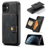 JEEHOOD For iPhone 11 Pro Case  J01 Retro Leather Phone Back Cover with Detachable Magnetic Card Holder
