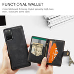 JEEHOOD För Samsung Galaxy S20 Plus 5G Skal J01 Retro Läder Baksida mobil Med Avtagbar Magnetisk Korthållare