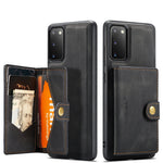 JEEHOOD cover J01 i retro-læder til Samsung Galaxy S20 5G, mobilcover med aftagelig magnetisk kortholder