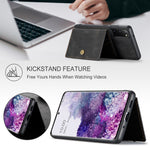 JEEHOOD cover J01 i retro-læder til Samsung Galaxy S20 5G, mobilcover med aftagelig magnetisk kortholder
