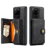 JEEHOOD För Samsung Galaxy S20 Ultra Skal J01 Retro Läder Baksida mobil med Avtagbar Magnetisk Korthållare