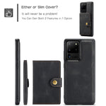 JEEHOOD För Samsung Galaxy S20 Ultra Skal J01 Retro Läder Baksida mobil med Avtagbar Magnetisk Korthållare
