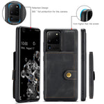 JEEHOOD För Samsung Galaxy S20 Ultra Skal J01 Retro Läder Baksida mobil Med Avtagbar Magnetisk Korthållare