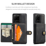 JEEHOOD För Samsung Galaxy S20 Ultra Skal J01 Retro Läder Baksida mobil Med Avtagbar Magnetisk Korthållare