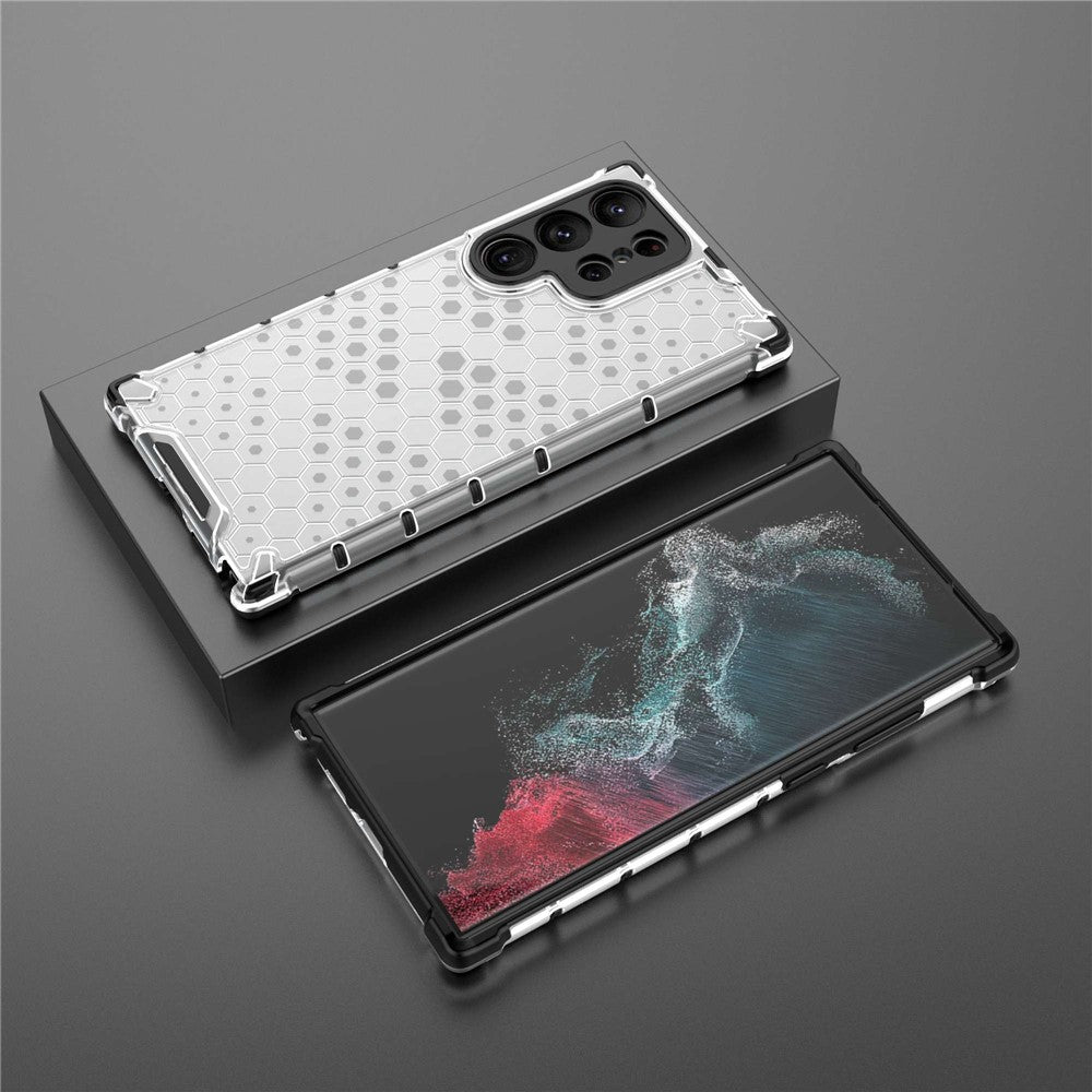 Shockproof Case for Samsung Galaxy S23 Ultra Honeycomb Textured Phone Case TPU + PC Protective Cover