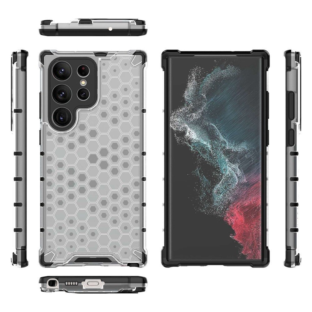 Shockproof Case for Samsung Galaxy S23 Ultra Honeycomb Textured Phone Case TPU + PC Protective Cover