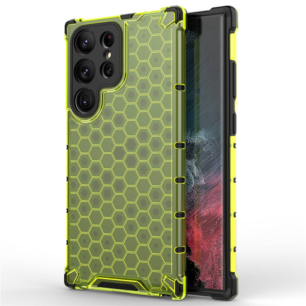 Shockproof Case for Samsung Galaxy S23 Ultra Honeycomb Textured Phone Case TPU + PC Protective Cover