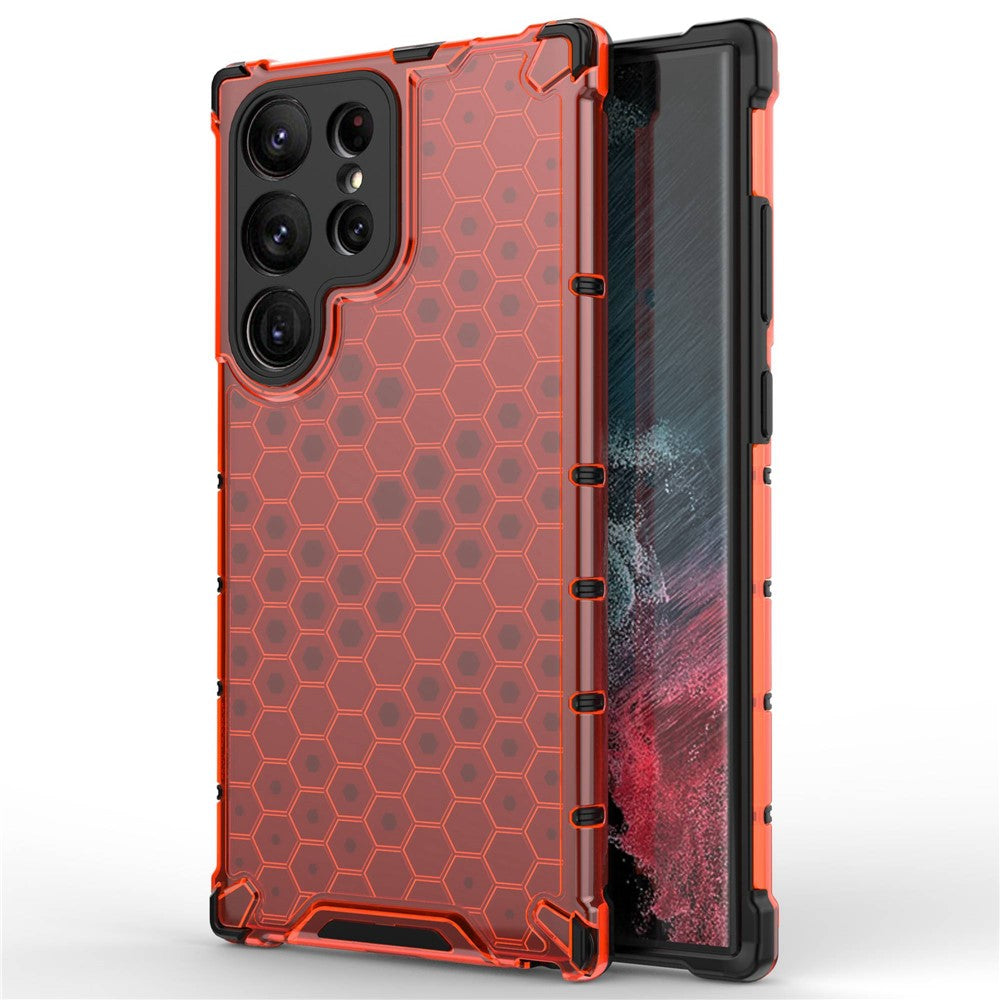 Shockproof Case for Samsung Galaxy S23 Ultra Honeycomb Textured Phone Case TPU + PC Protective Cover