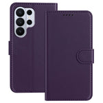 Läderfodral till Samsung Galaxy S26 Ultra, plånboksfodral med stativ, enfärgat, fallskyddande mobilskal