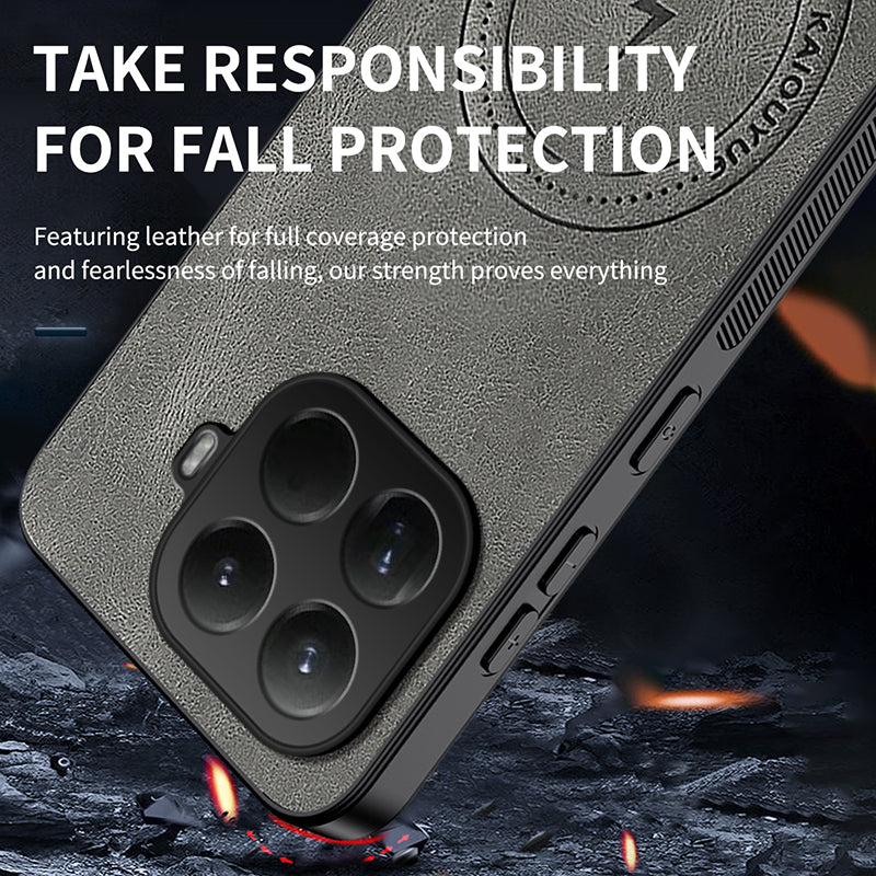 WANLONFENG For Xiaomi 15T Pro Magnetic Case  SD1 Series Nappa Texture PC TPU Phone Cover