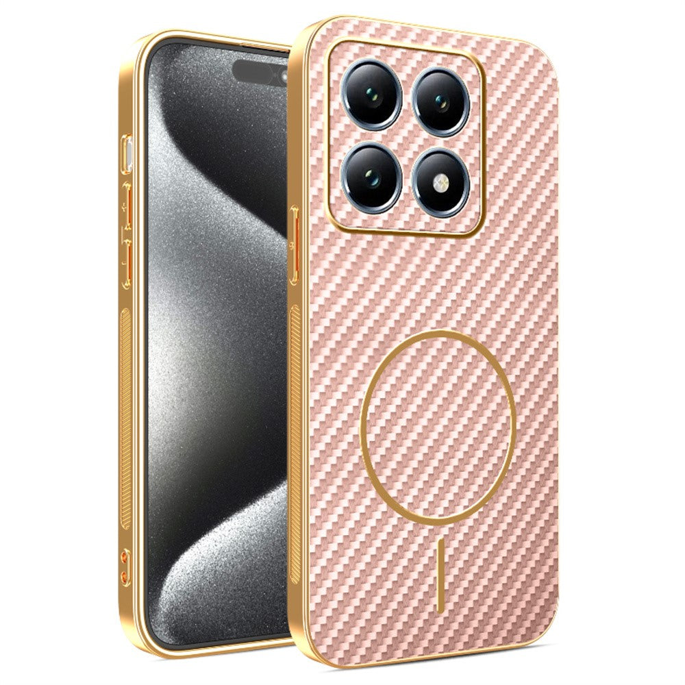 For Xiaomi 15T Phone Case Carbon Fiber Textured Electroplated TPU Back Cover