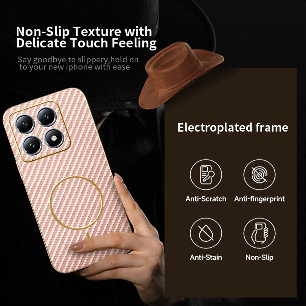 For Xiaomi 15T Phone Case Carbon Fiber Textured Electroplated TPU Back Cover