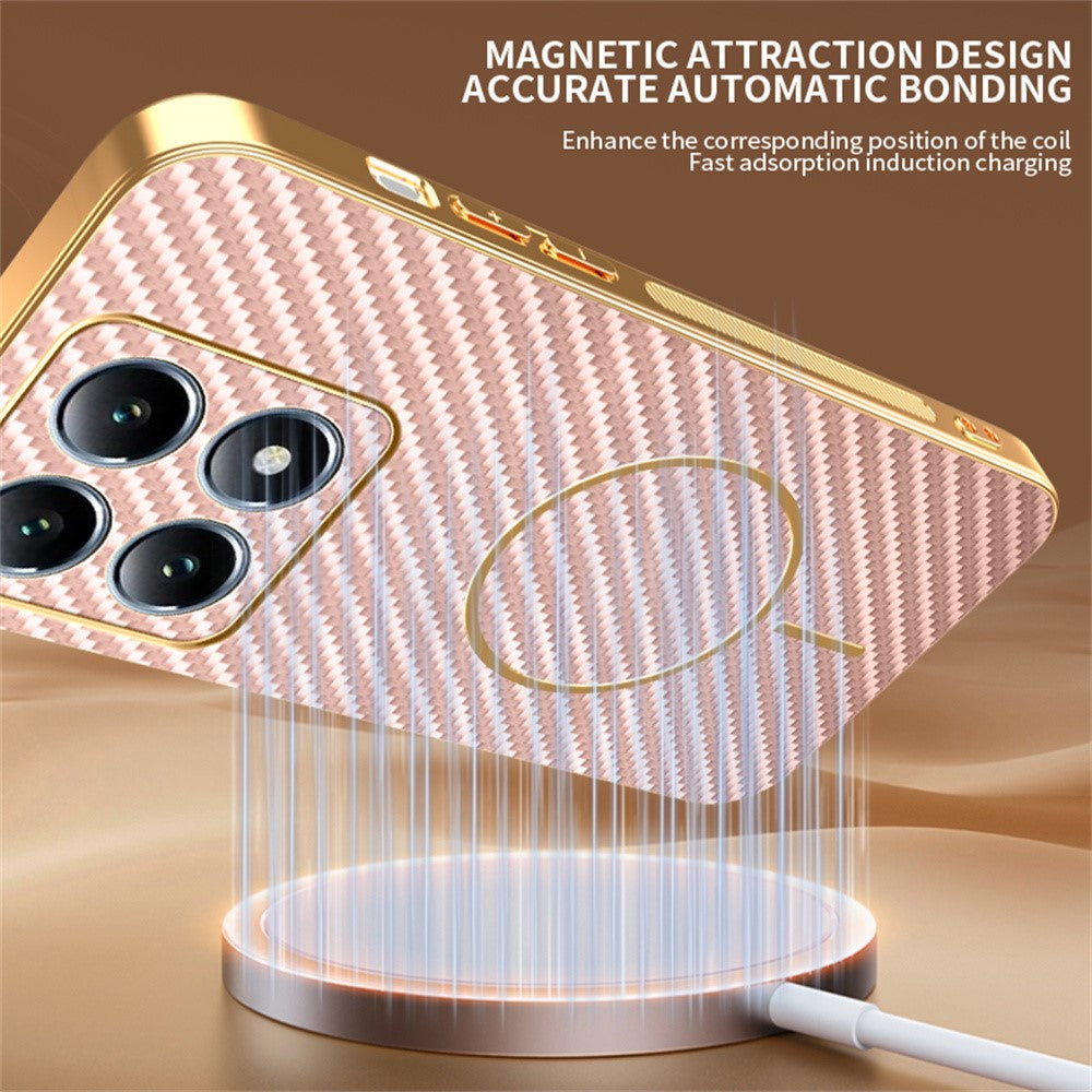 For Xiaomi 15T Phone Case Carbon Fiber Textured Electroplated TPU Back Cover