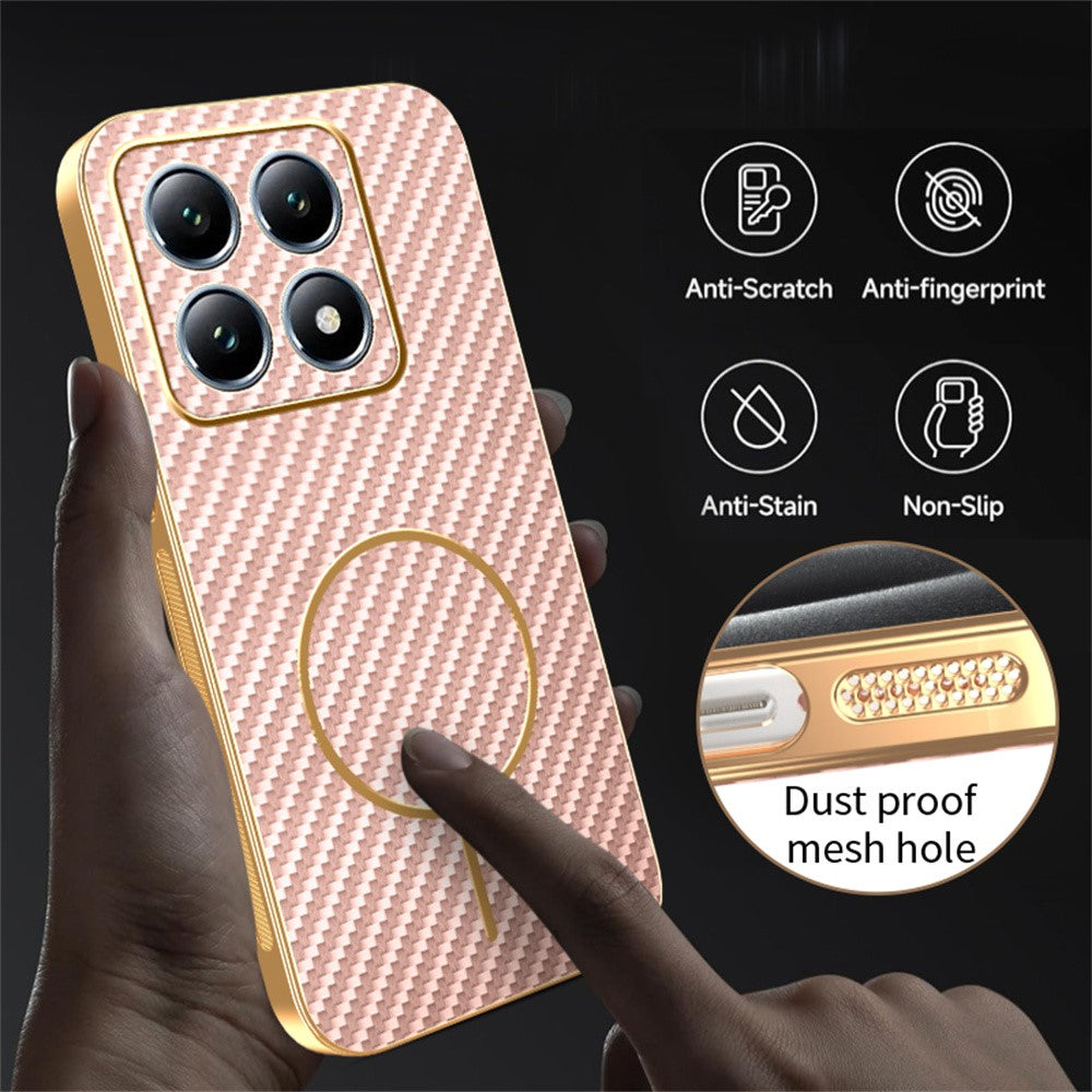 For Xiaomi 15T Phone Case Carbon Fiber Textured Electroplated TPU Back Cover