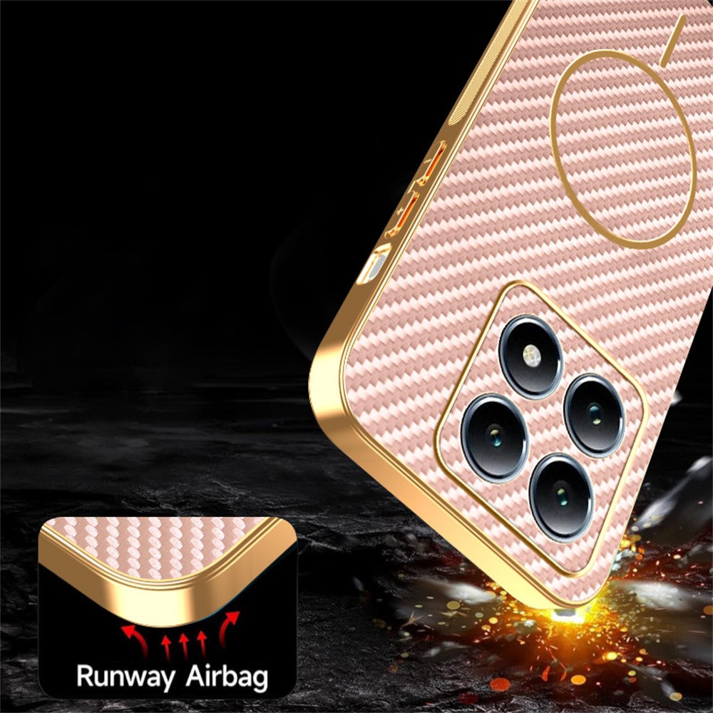 For Xiaomi 15T Phone Case Carbon Fiber Textured Electroplated TPU Back Cover