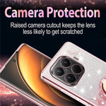 KADEM For Xiaomi 15T Pro Case Ring Kickstand TPU Flowers Phone Cover Gradient Glitter