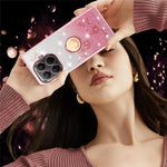 KADEM For Xiaomi 15T Pro Case Ring Kickstand TPU Flowers Phone Cover Gradient Glitter