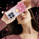 KADEM For Xiaomi 15T Case Ring Kickstand TPU Flowers Phone Cover Gradient Glitter