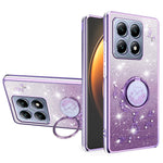 KADEM For Xiaomi 15T Case Ring Kickstand TPU Flowers Phone Cover Gradient Glitter