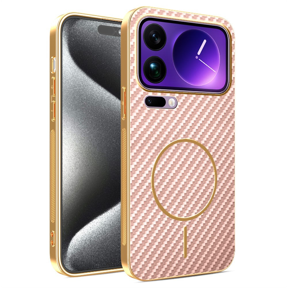 For Xiaomi 17 Pro Max Phone Case Carbon Fiber Textured Electroplated TPU Back Cover