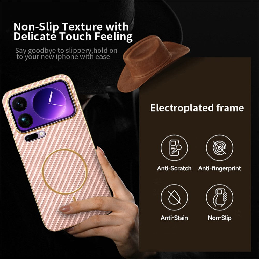 For Xiaomi 17 Pro Max Phone Case Carbon Fiber Textured Electroplated TPU Back Cover