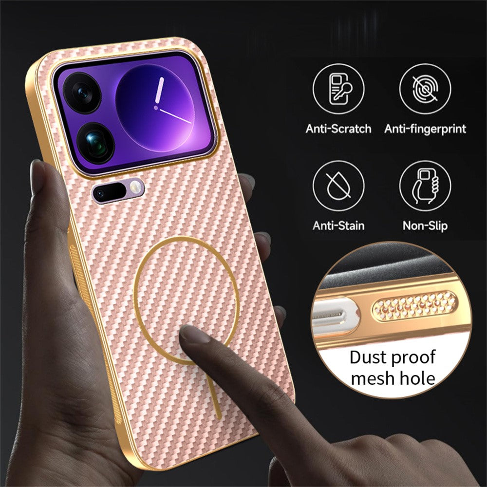For Xiaomi 17 Pro Max Phone Case Carbon Fiber Textured Electroplated TPU Back Cover