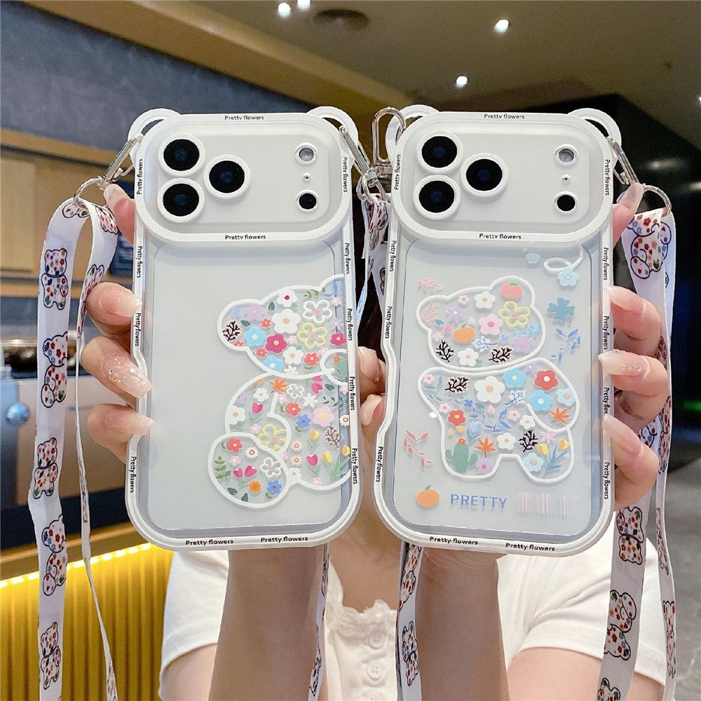 iPhone 18 Pro Max / 17 Pro Max Skal med Axelrem Blom Björn - Modell B