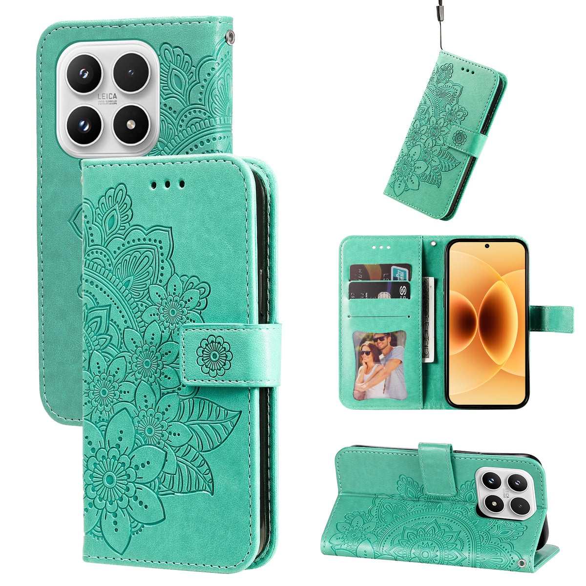 For Xiaomi 17 Case Floral Pattern PU Leather Wallet Stand Phone Cover