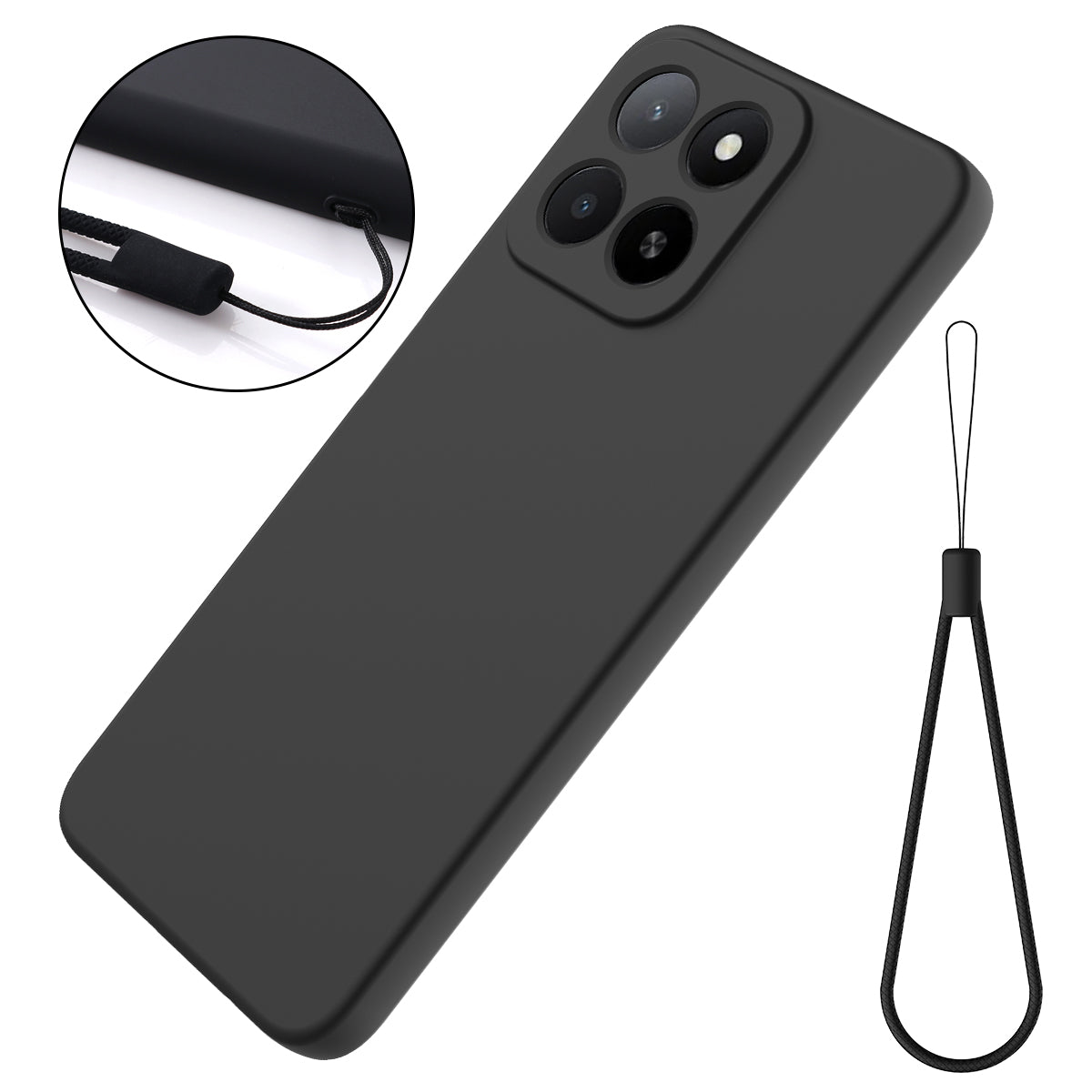 For Honor 400 Smart 5G / Honor X7d 4G / Honor X7d 5G / Honor 400 Smart 4G Liquid Silicone Case Phone Back Cover with Hand Strap